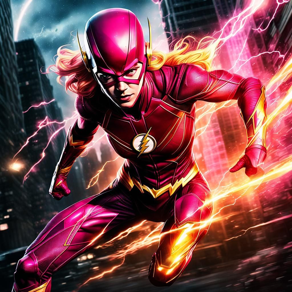Katherine McNamara as The Flash in Comic Art