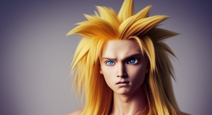 Hyperrealistic Super Saiyan Portrait in Caravaggio Style