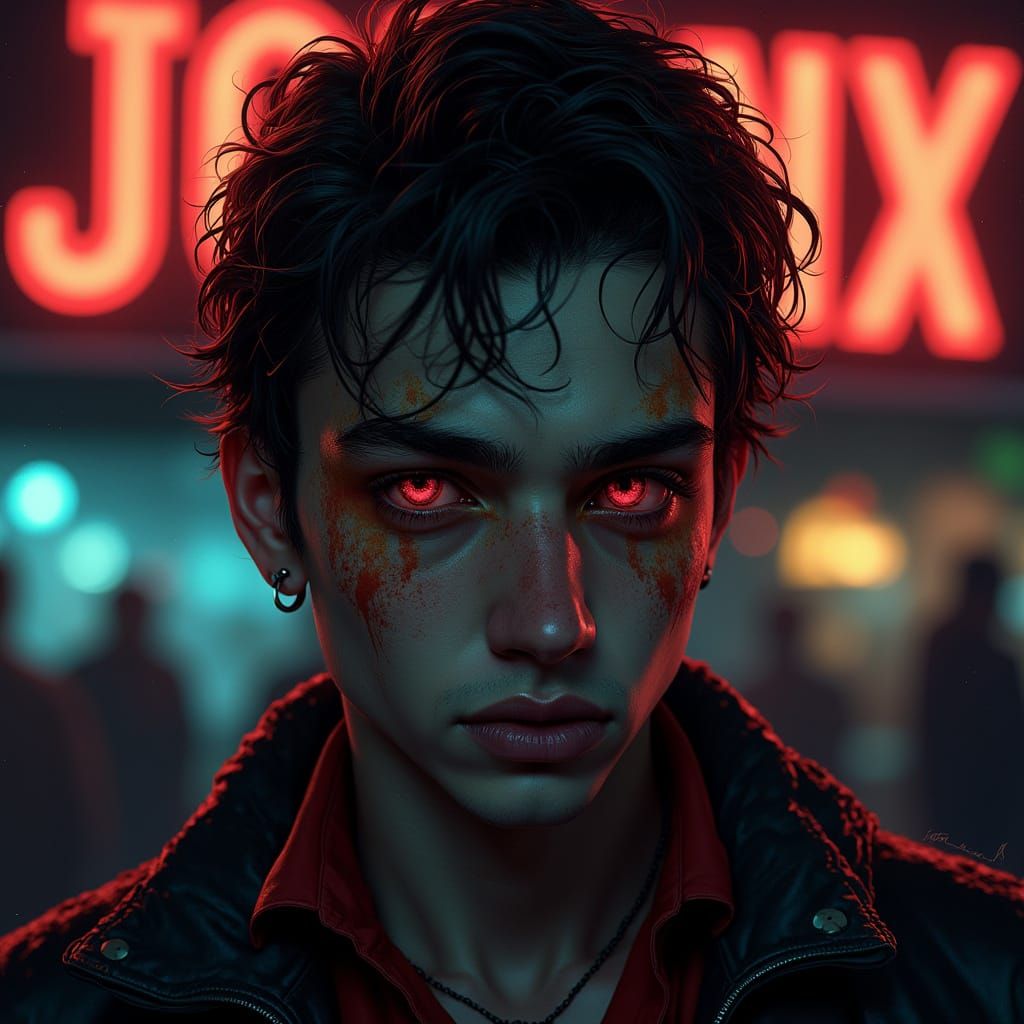 Cyberpunk Portrait of a Gambler in Neon-Lit Sin City