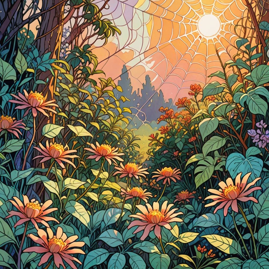 Spiderwebs in Sunlight: Watercolor Comic Book Art