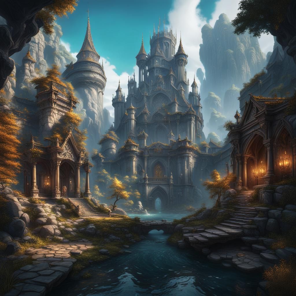 Magic Fantasy Scene in Detailed Matte Painting Style