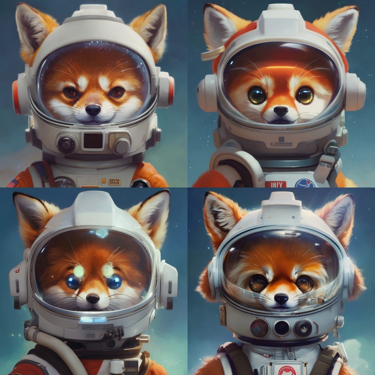 Fox Astronaut in Oil Painting Style