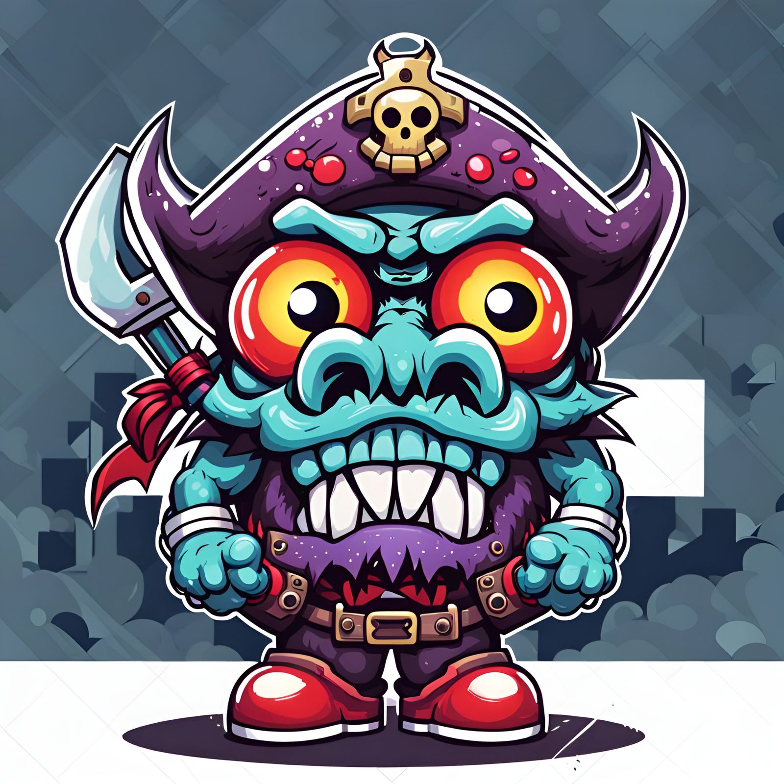 Evil Pirate Boss in Retro Anime Style