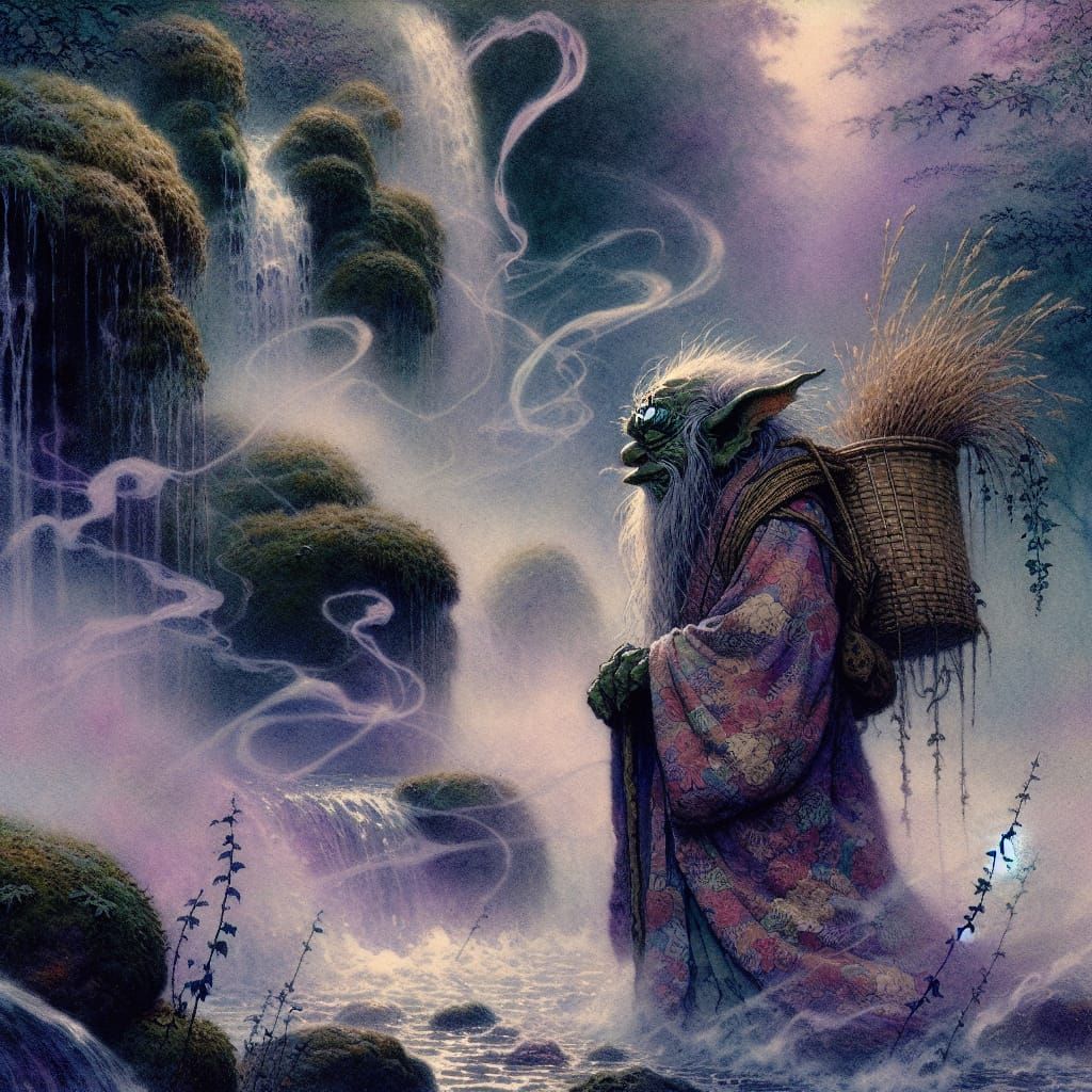 Mystical Gremlin in Ukiyo-e Dreamscape