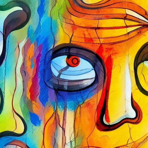 Surreal Abstract Faces in Gouache and Watercolor Style