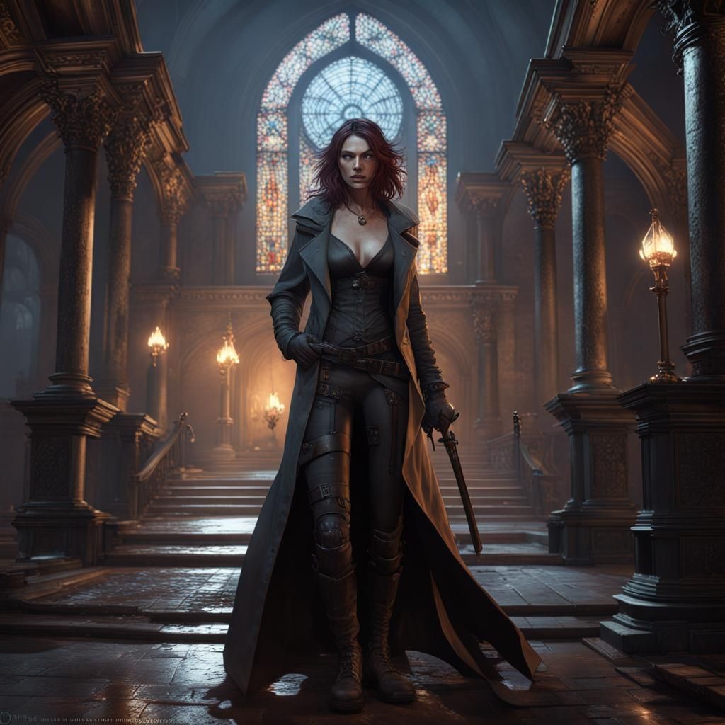 Lara Wraith: Dark Fantasy Concept Art in Mucha Style