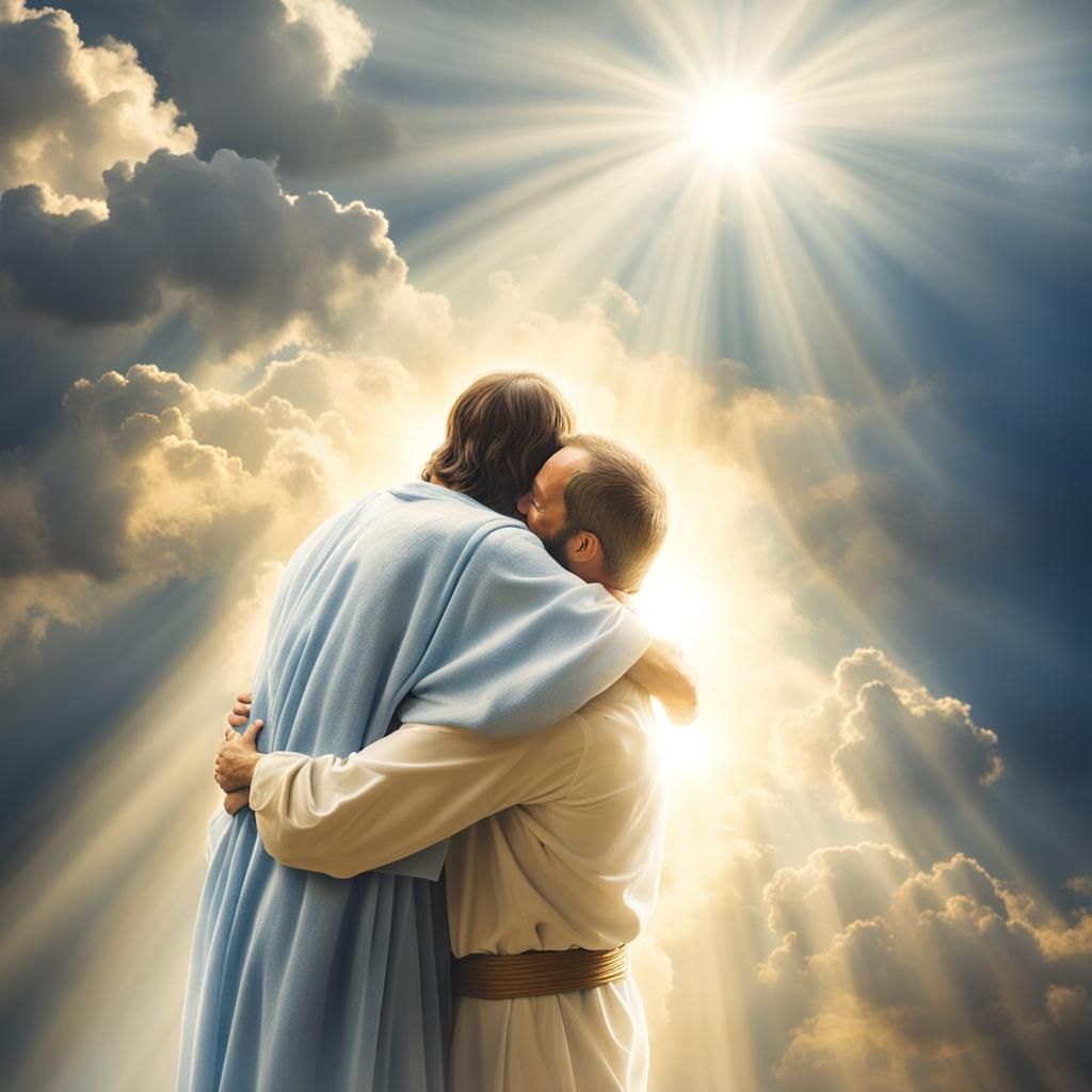 Jesus Welcomes a Man Home in Divine Light