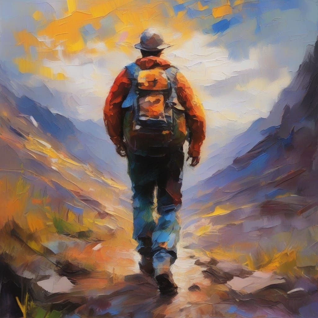 Vibrant Gouache Hike in the Mountains