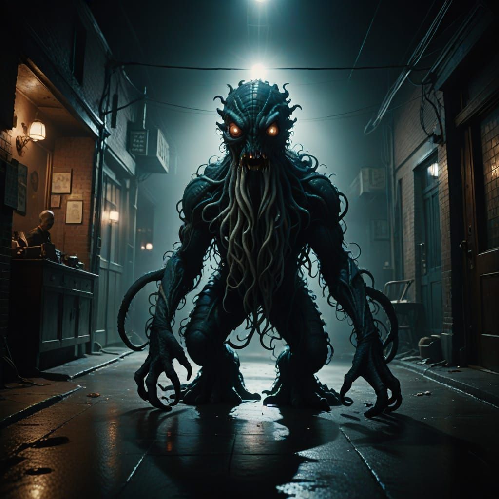 Dark Monster Emerges from Shadows in Film Noir