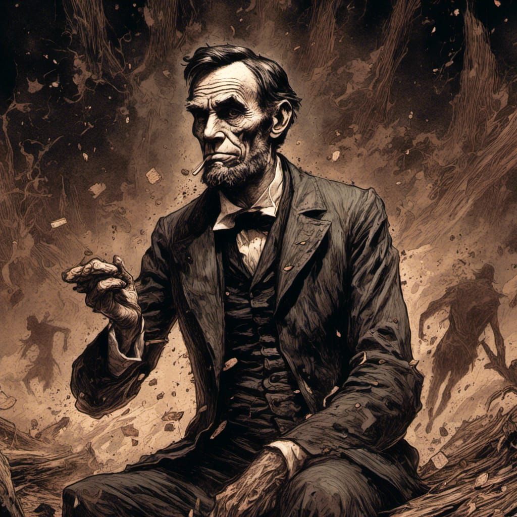 Abraham Lincoln Chewing Tobacco in Comic Book Art