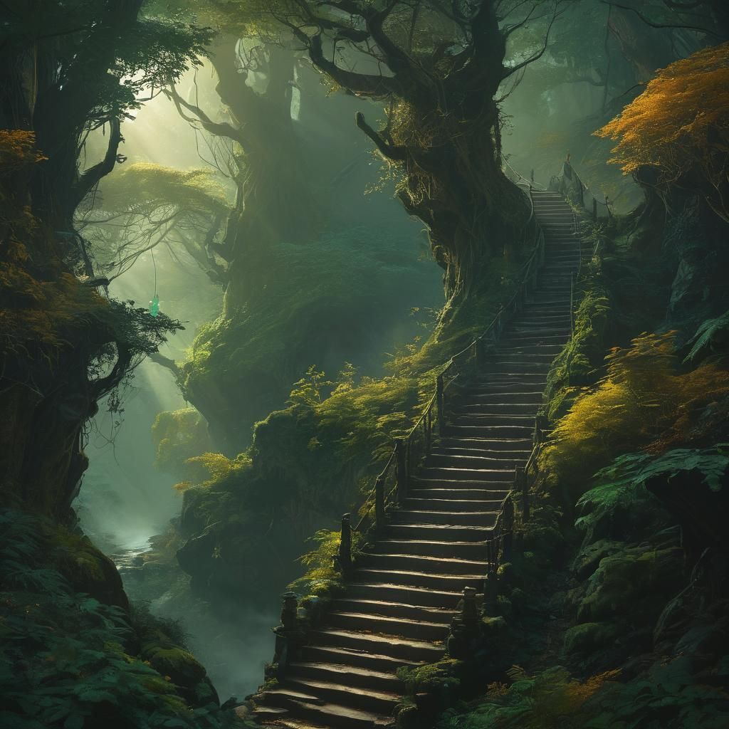 Mystical Wizard in Ancient Forest: High Fantasy Art