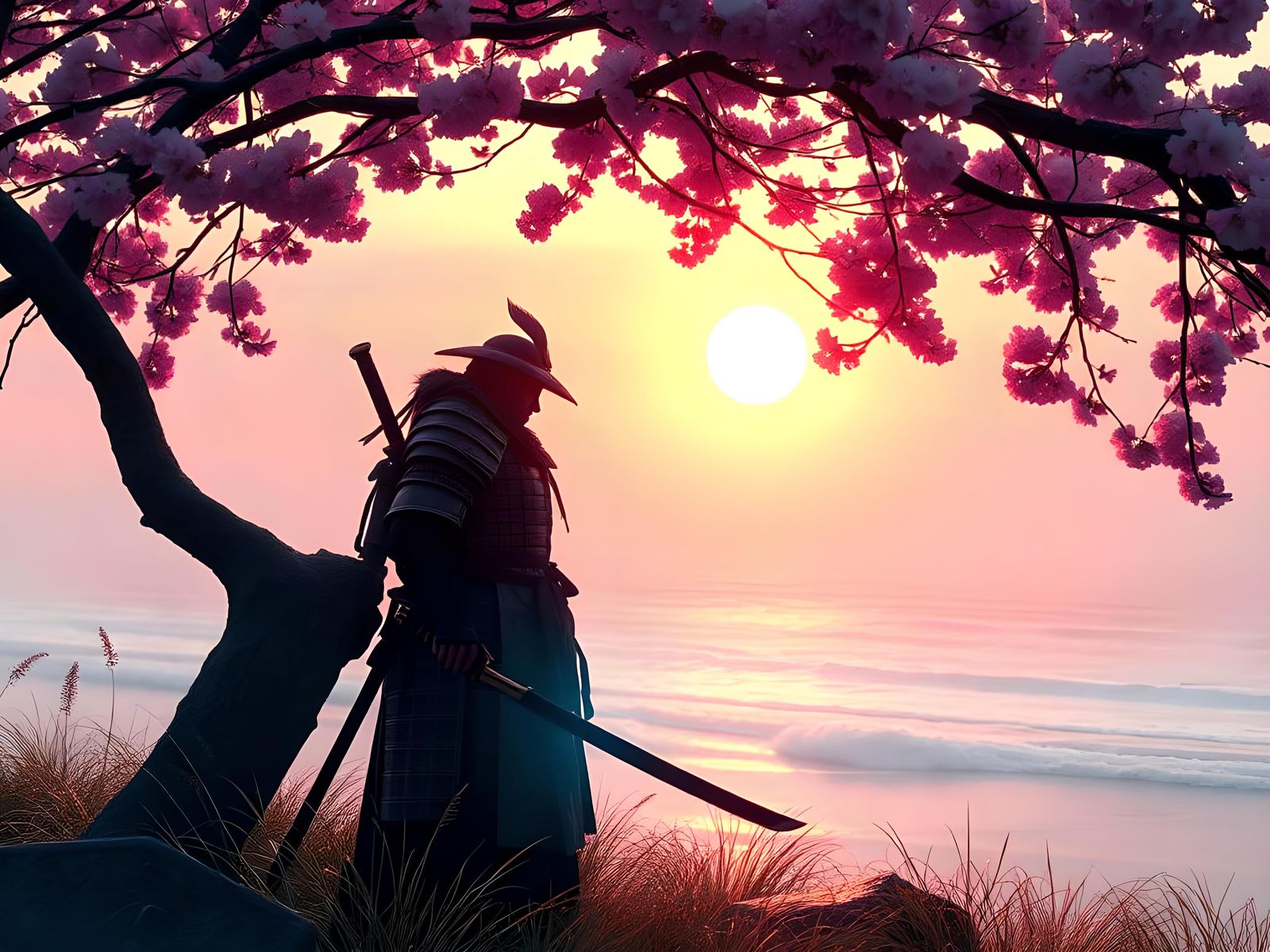 Ghost of Tsushima: Island Warrior in Dark Fantasy Art