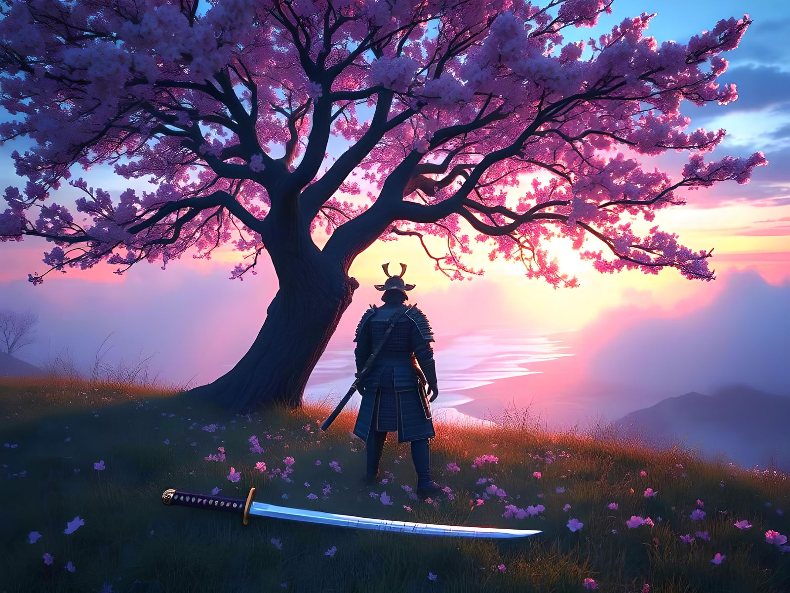 Ghost of Tsushima: Island Warrior in a Sakura Tree