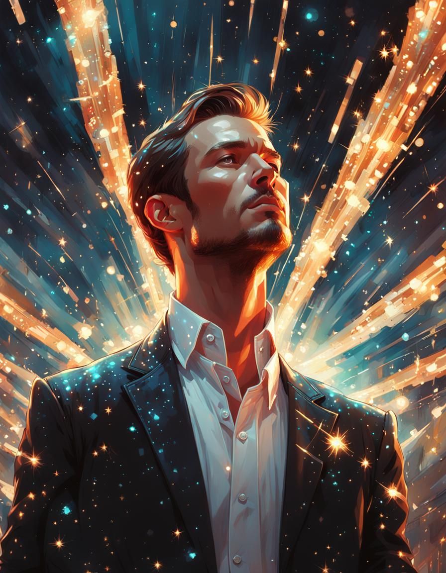Sparkling Man Portrait in Epic Fantasy Style