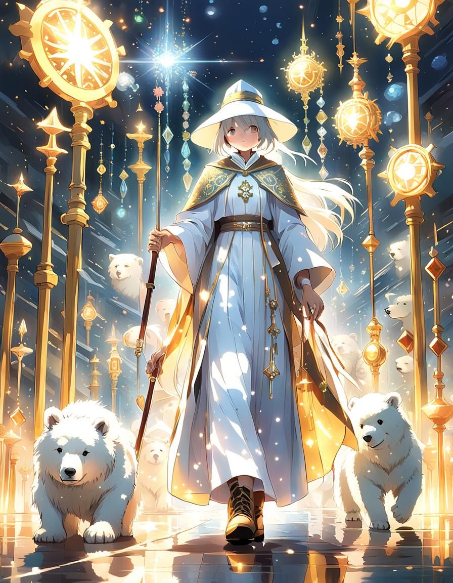 Silver-Haired Cleric Adorned in Jewels and White Robes