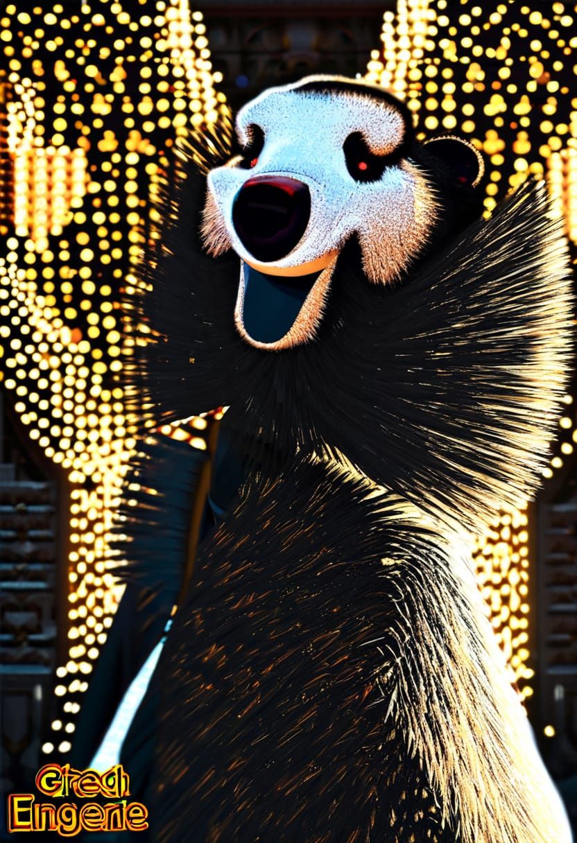 Luxurious Tuxedo-Clad Baloo in Golden Lighting