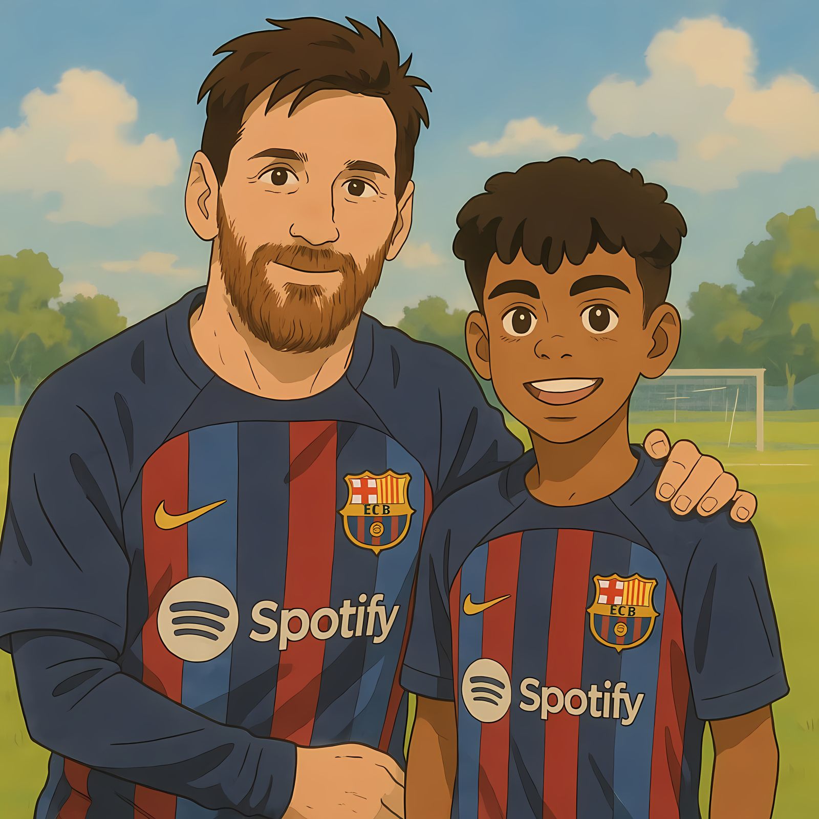 Surreal Ghibli-Inspired Portrait of Messi and Yamal
