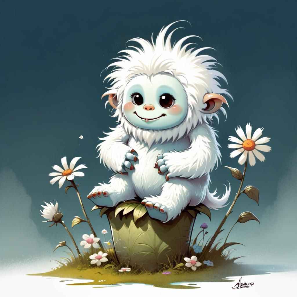 Adorable Yeti Monster Storybook Illustration