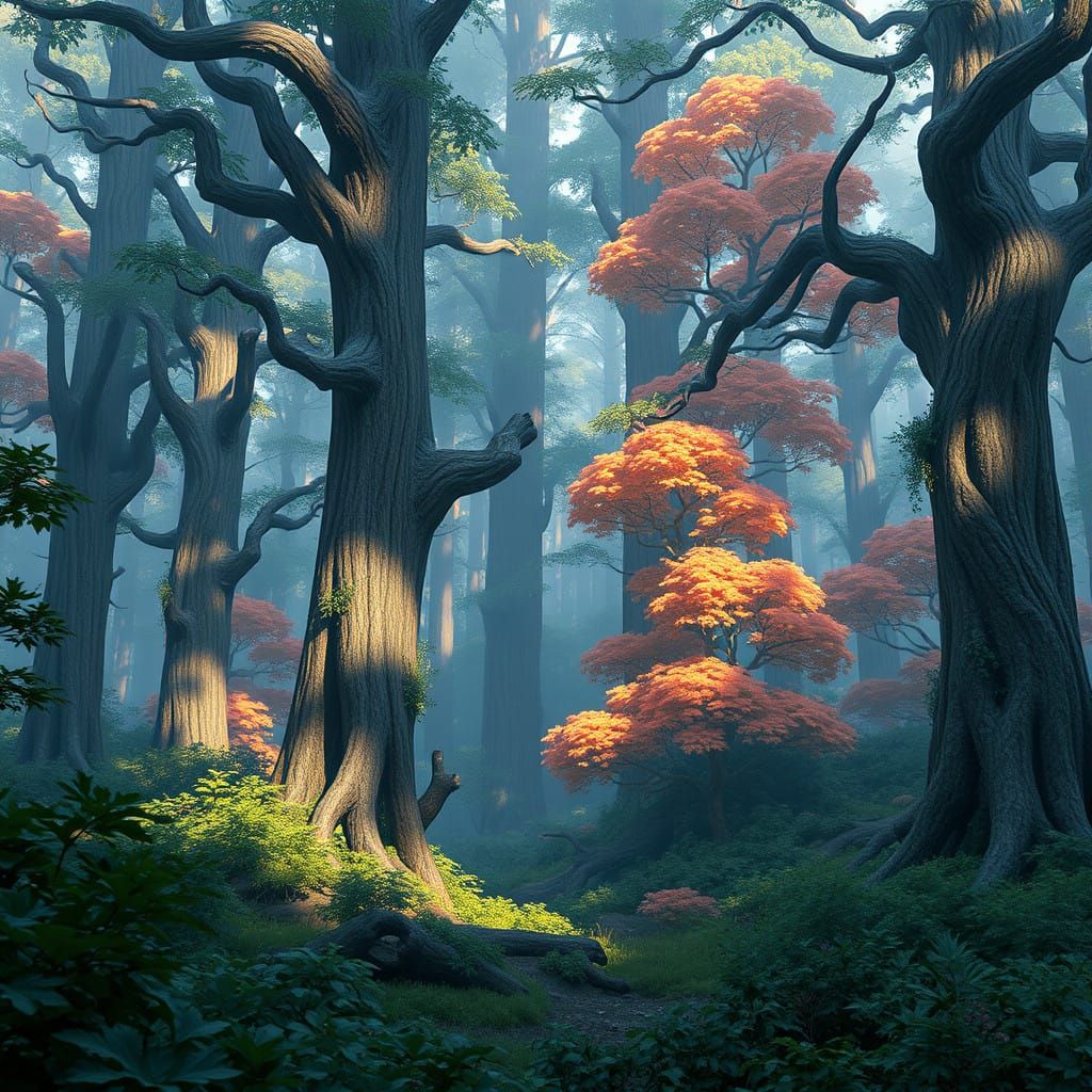 Fantastical Forest Landscape in Realistic Art Style