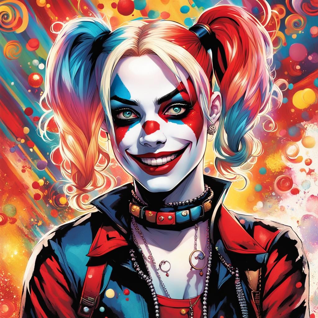 Harley Quinn Serene Mischief: Digital Art Portrait