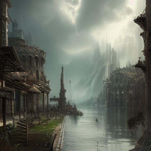 Dramatic Digital Matte Painting with Intricate Details