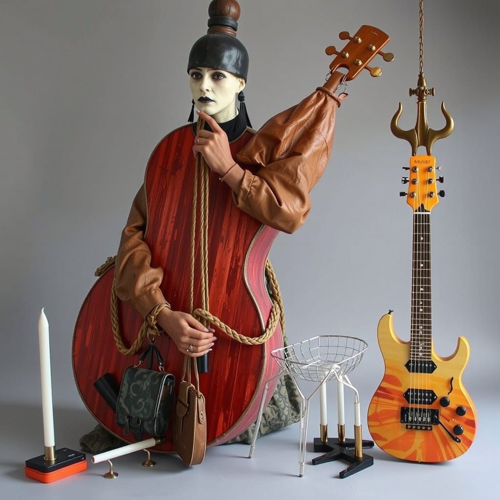 Surreal Composition with Vibrant and Unusual Elements