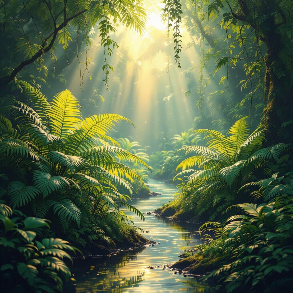 Ethereal Veil Ferns in a Dark Fantasy Jungle