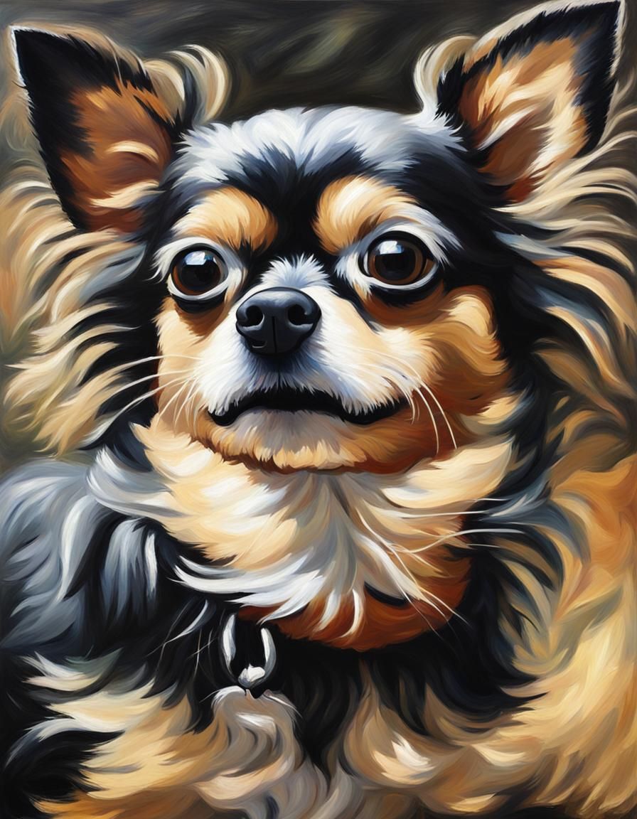 Chihuahua Dog in the Style of Oil Painting