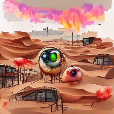 Surreal Melting Eyeballs in Apocalyptic Desert