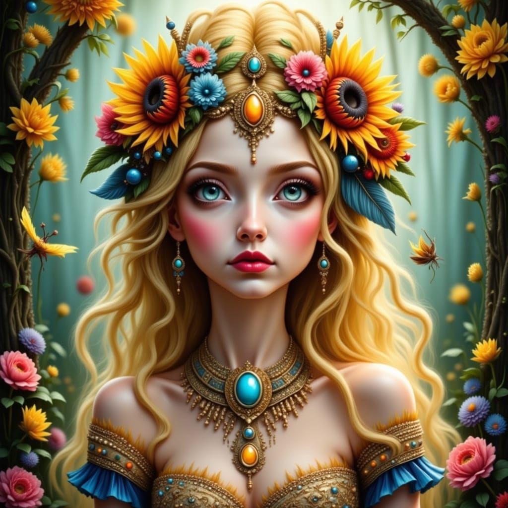 Nature Goddess Radiates Ethereal Beauty in Digital Art
