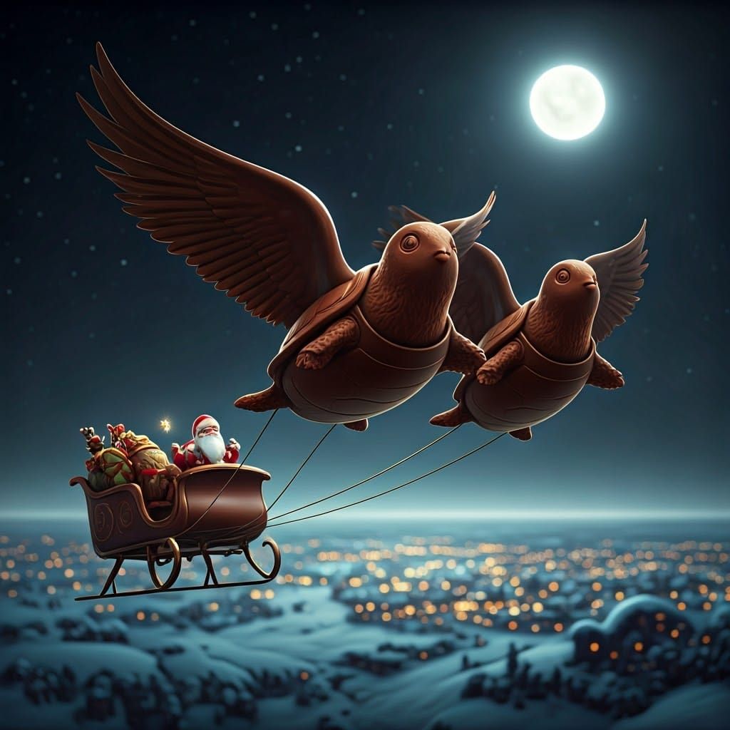 Chocolate Turtles with Wings Soar through a Magical Christma...