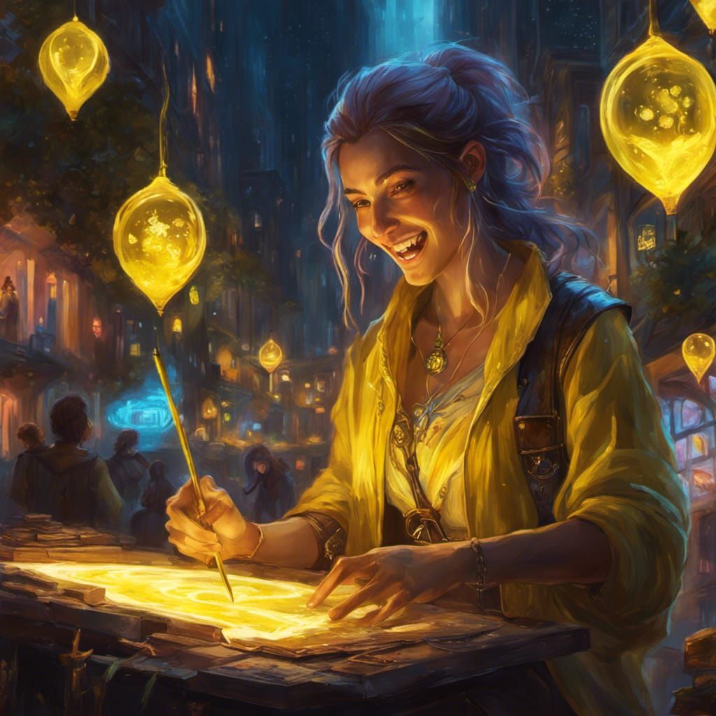 Bio-Elf Bard Paints a Bioluminescent Neon City