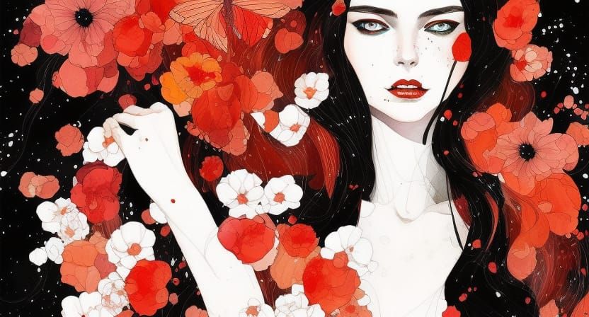 Elegant Earth Goddess in Watercolor Style