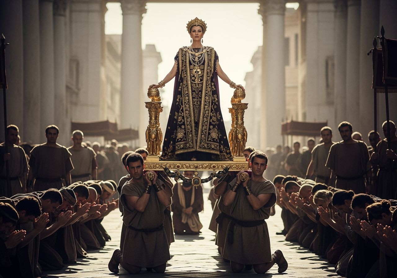 Roman Empress on Gold Litter in Annie Leibovitz Style