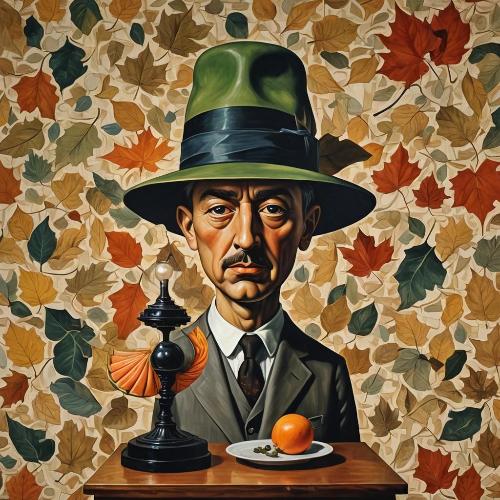 Surreal Sci-Fi Totem: Lithographic Homage to Magritte