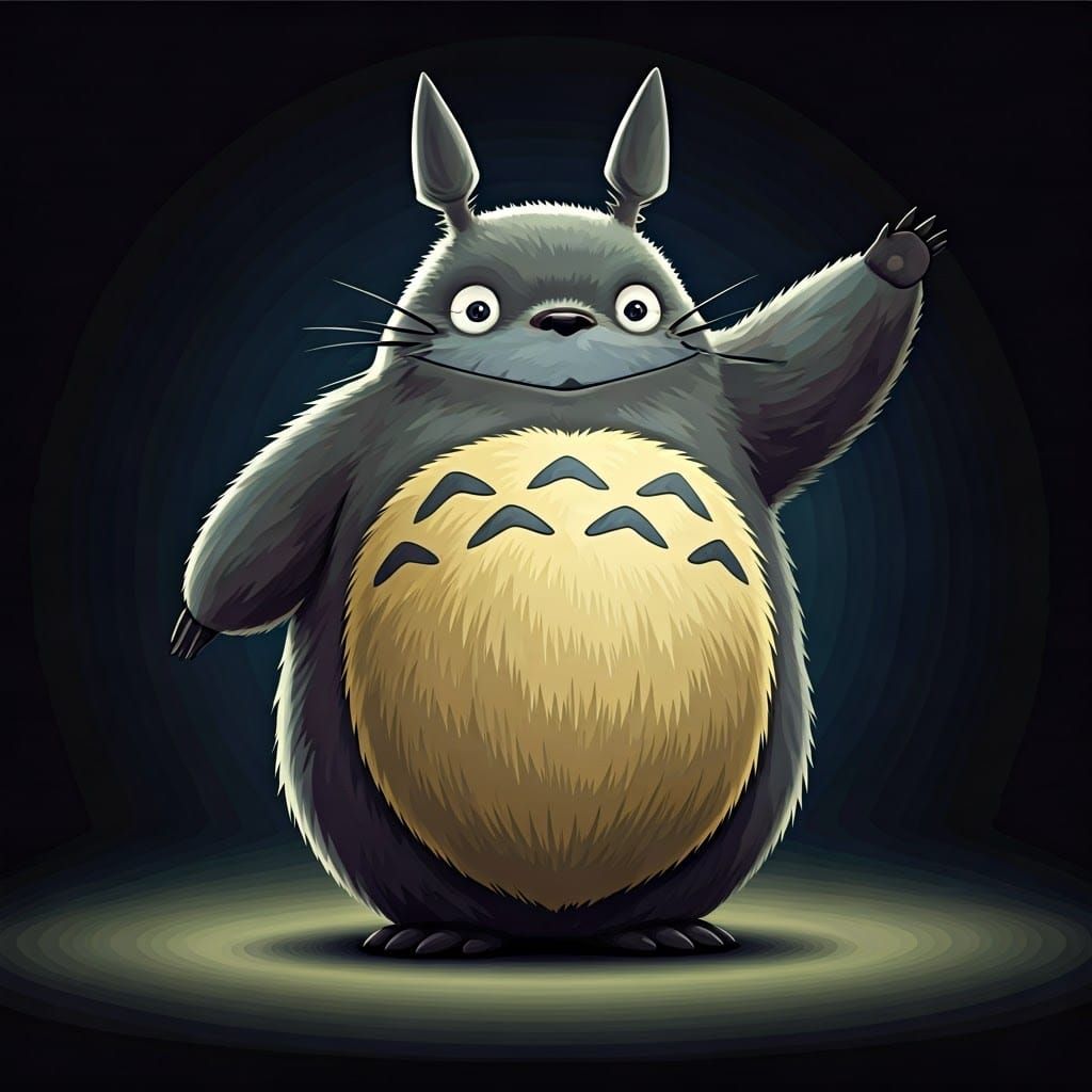 Totoro in Tango Dance, Whimsical Fractal Art