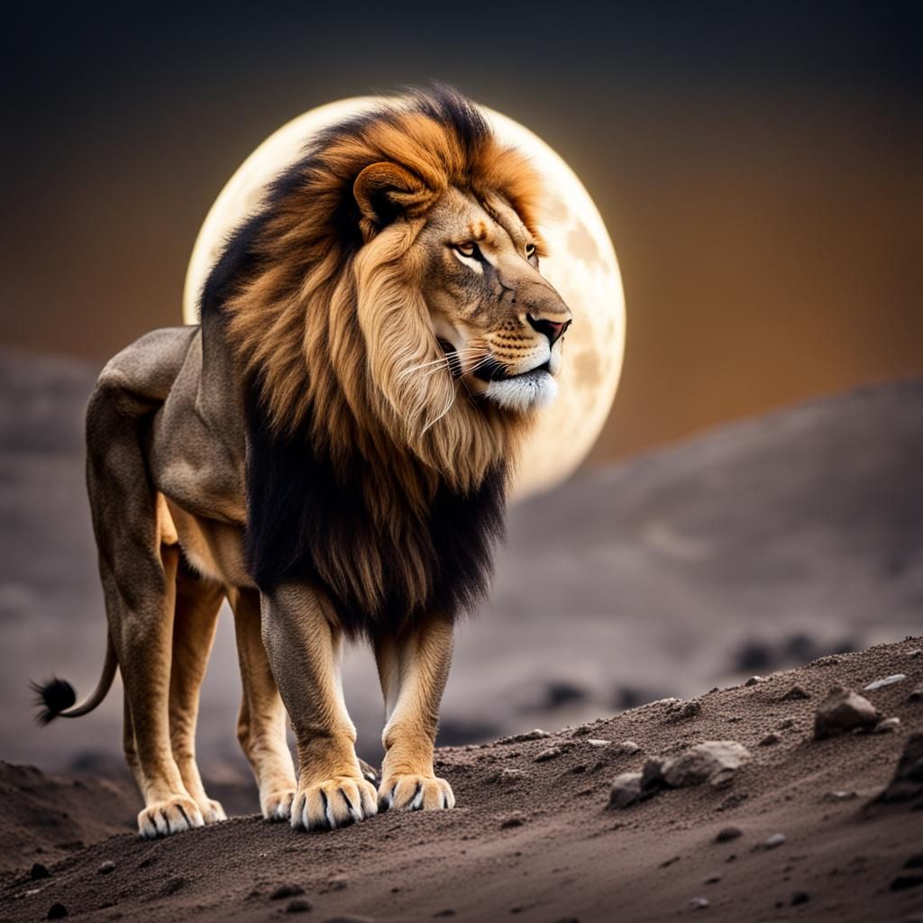 Lion on the Moon: Professional Photography