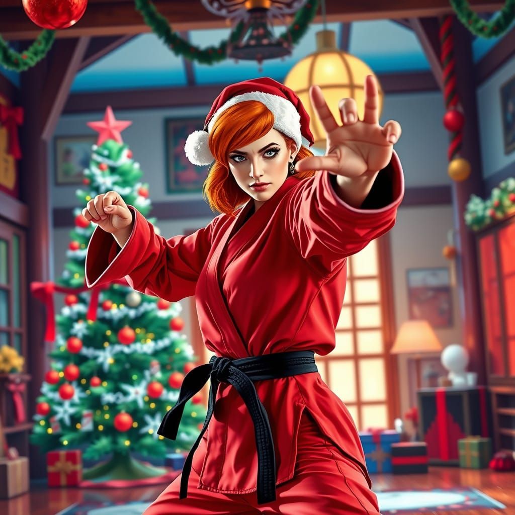 Karate Santa's Playful Protector