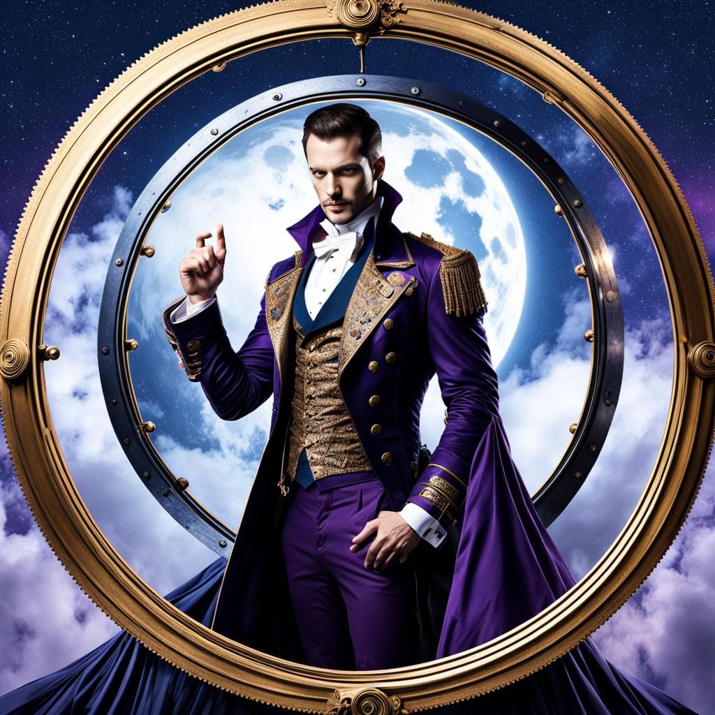 Steampunk Vampire Under Starry Night Sky