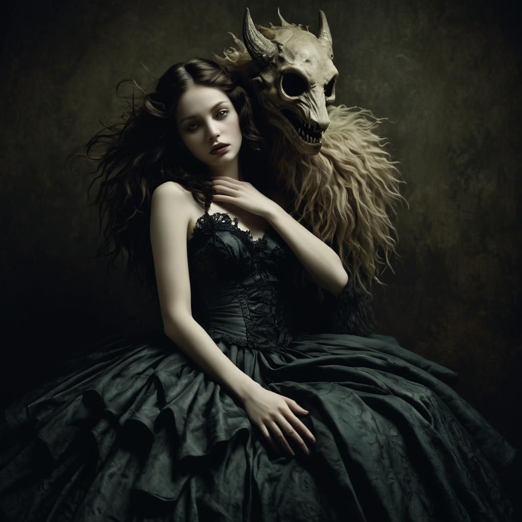Surreal Monster Love Portrait in Decadent Style