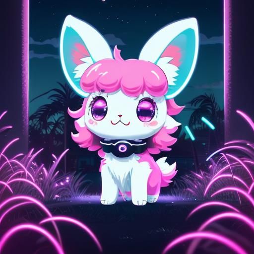 Chibi Espurr with Neon Synthwave Aesthetic