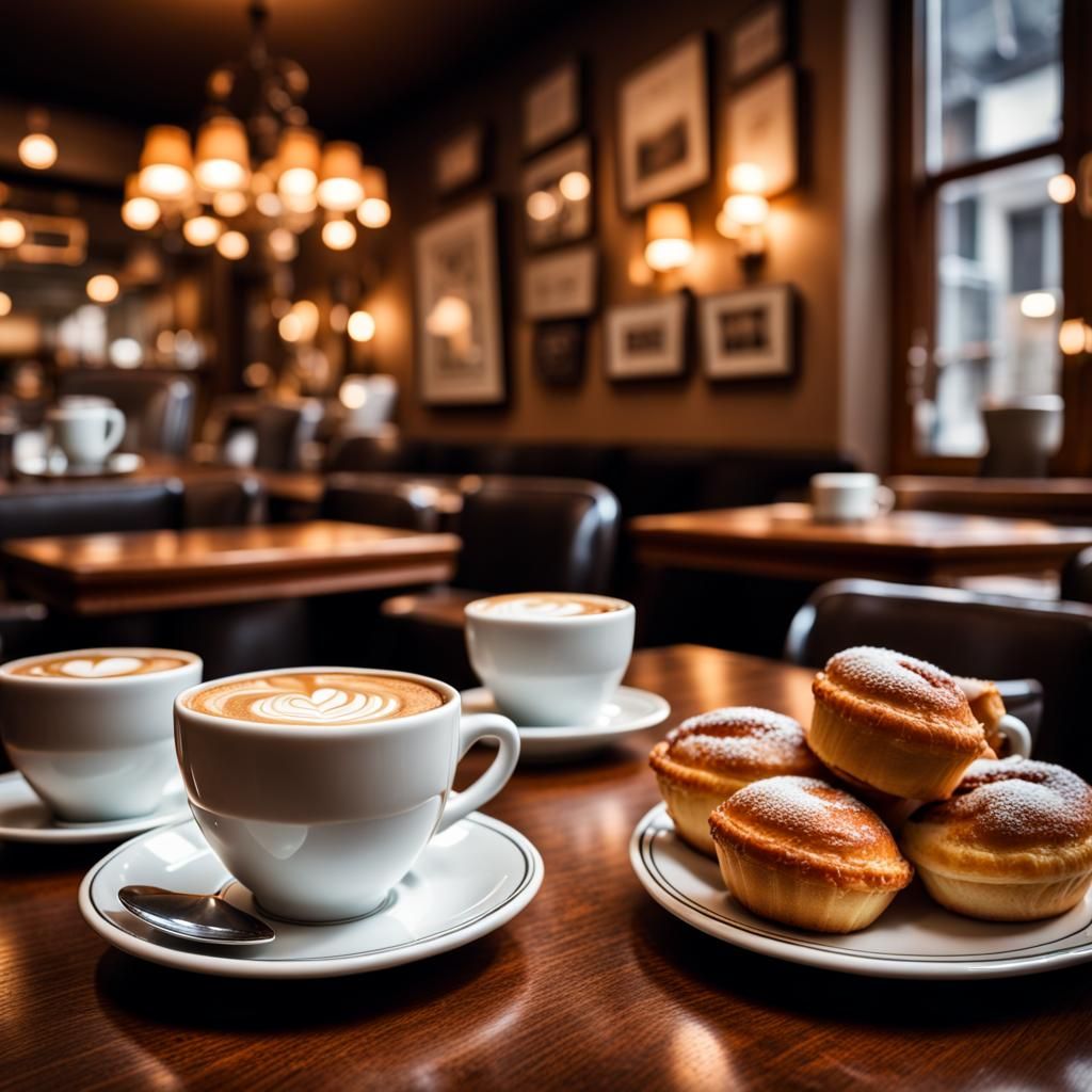 Cozy Coffee Shop Scene in Hyperrealistic Style