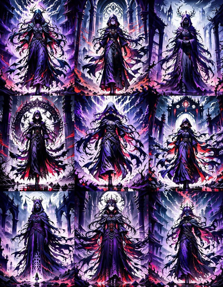 Anime Wraith Queen in Purple, Black, and Red
