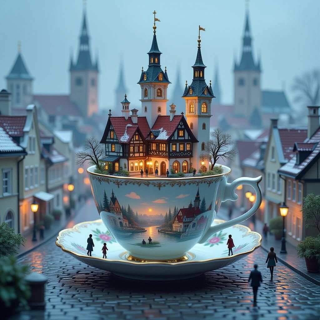 Whimsical Teacup City Soars Over Tallinn, Estonia