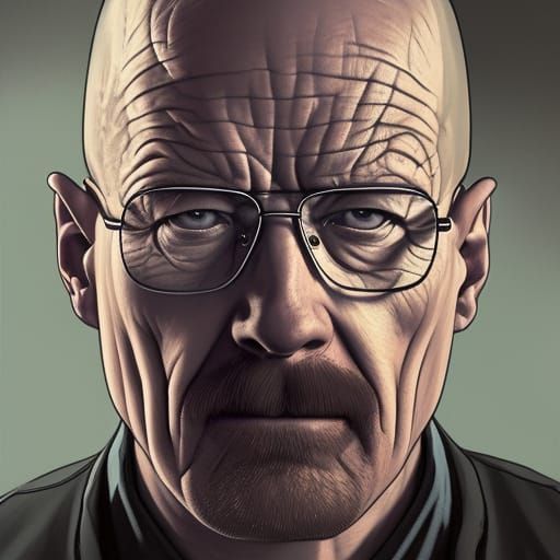 Detailed Portrait of Walter White in Digital Art Style