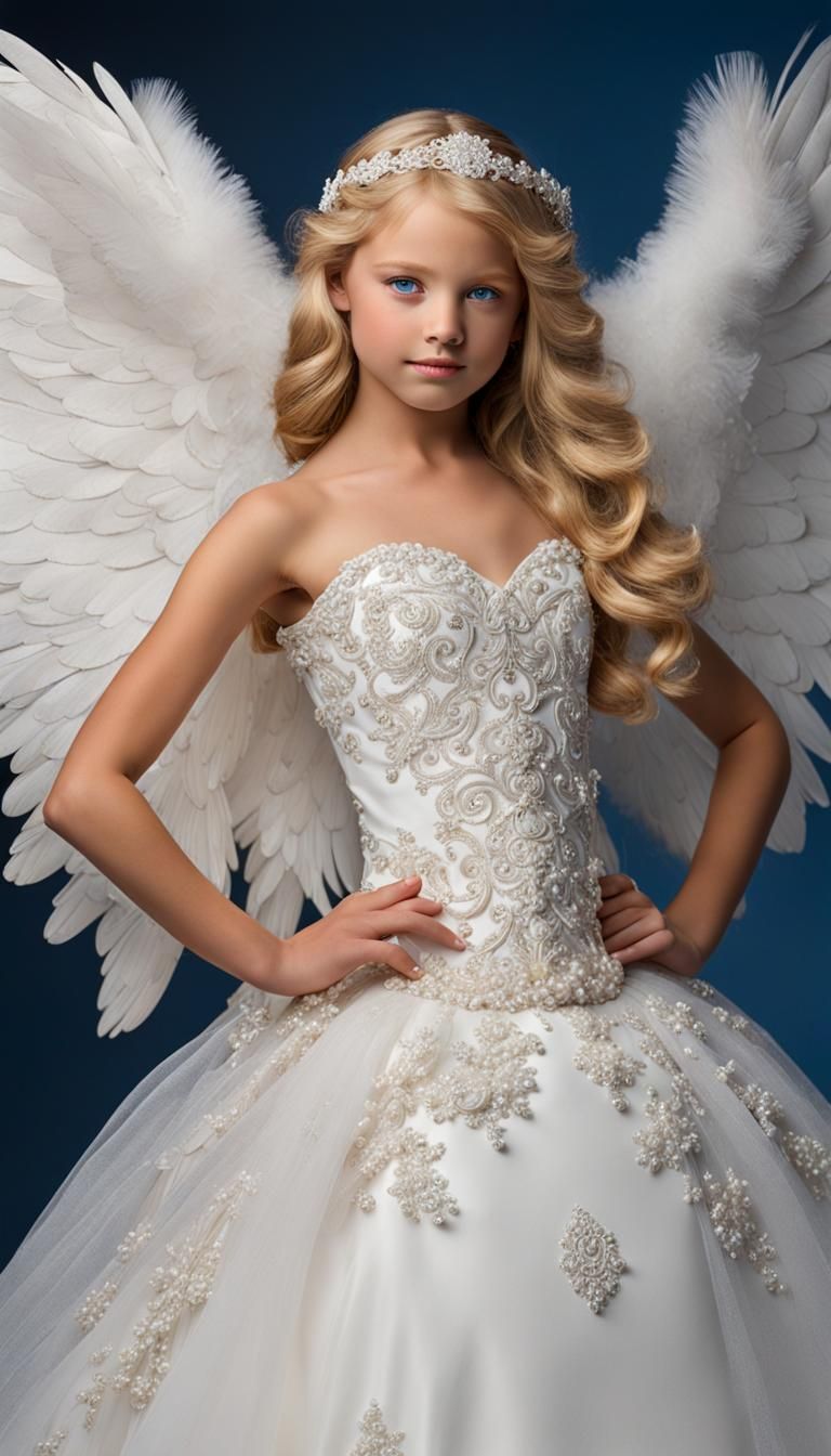 Blonde Angel in Ornate Wedding Dress