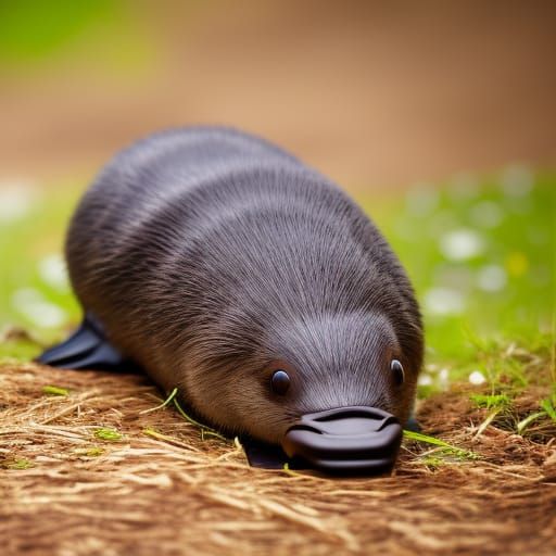 Realistic Cute Platypus in Natural Light