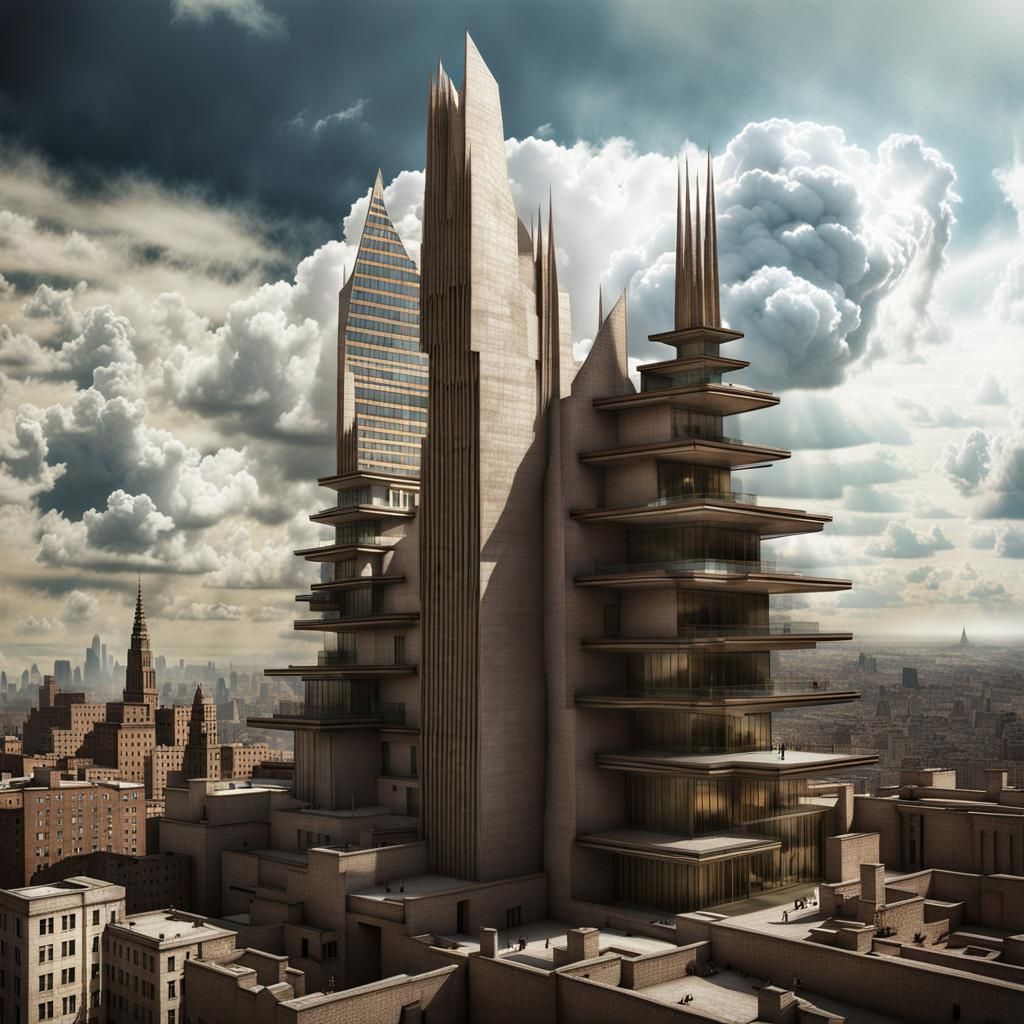 Dystopian Cityscape with Picasso Fractal Architecture