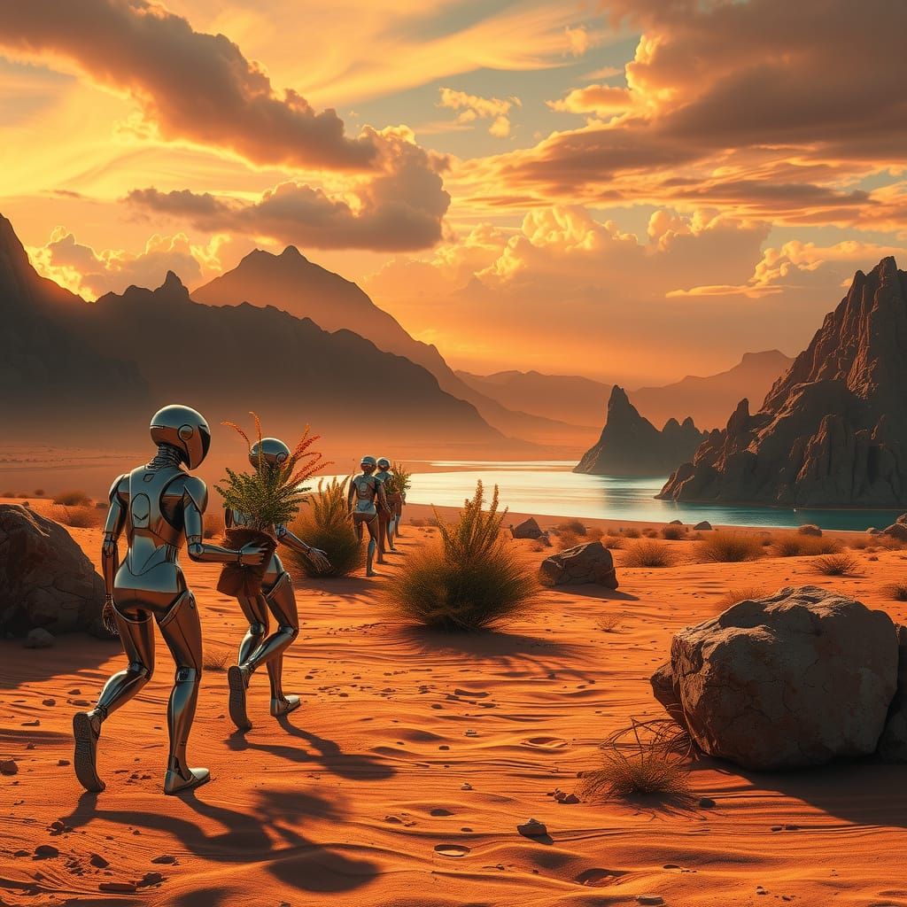 Robots Transport Life to a Futuristic Desert Oasis