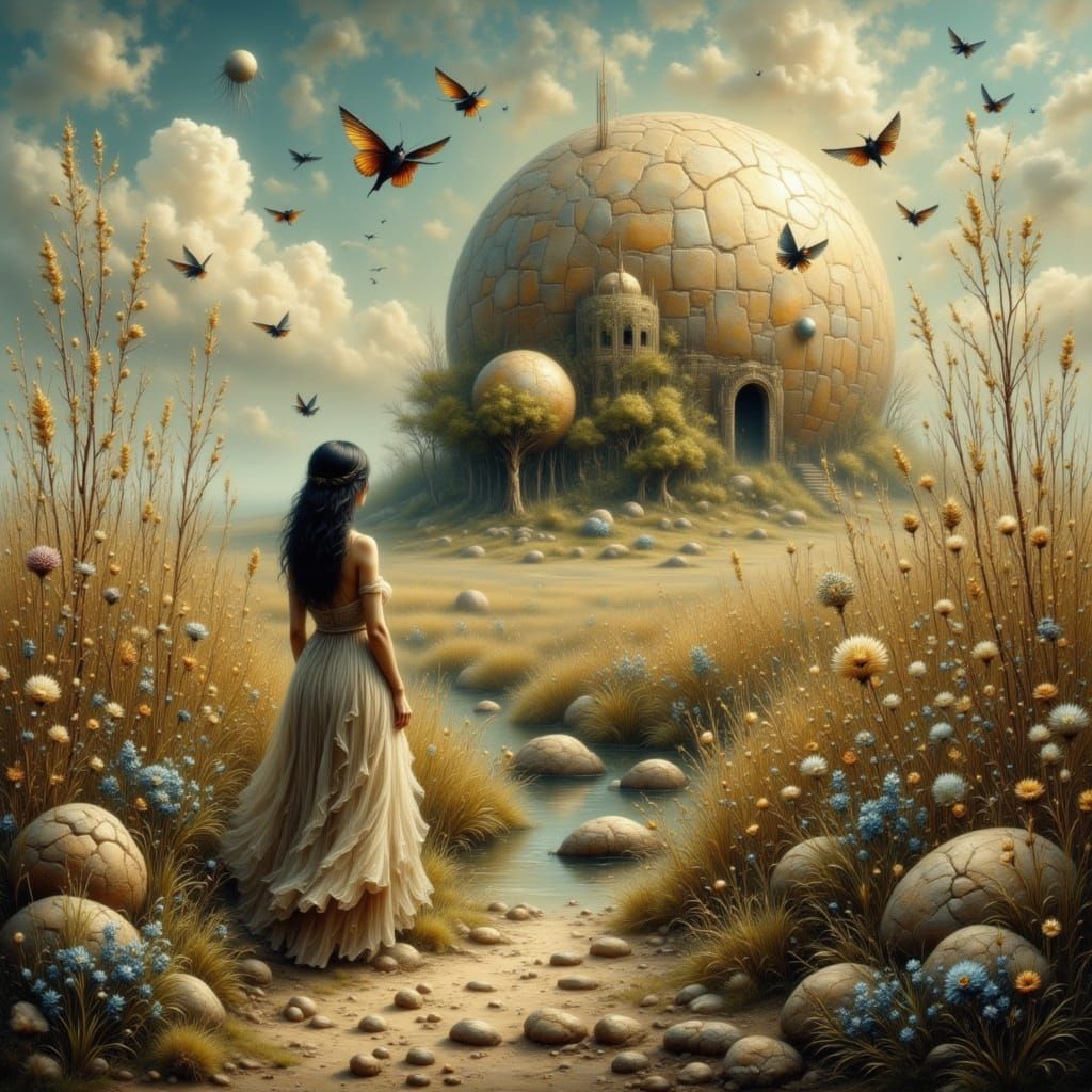 Fairies Harvesting Organs in Glass Dome, Ethereal Fantasy